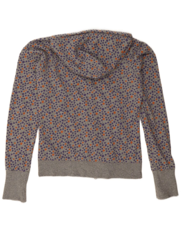 Nike Damen Zip Hoodie Pullover UK 10 Small Grau gepunktete Baumwolle