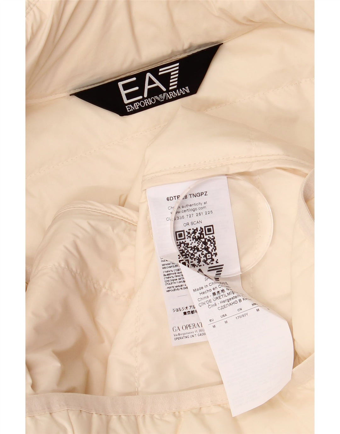 Emporio Armani Damen Wattierte Jacke mit Kapuze UK 14 Medium Off White