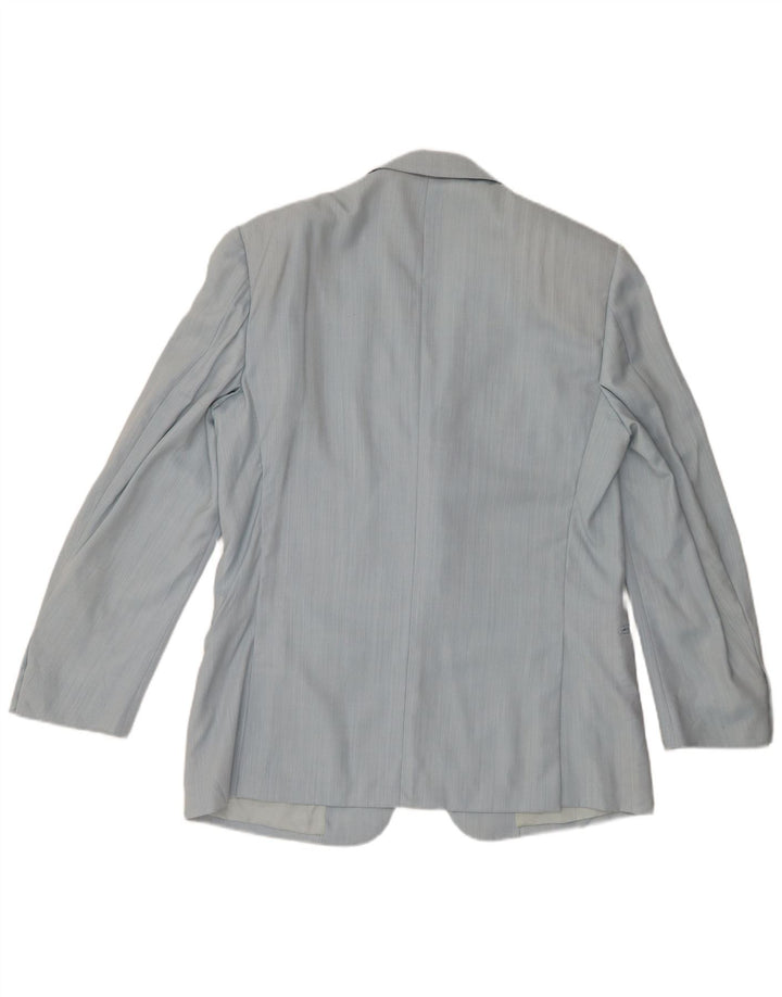 Ermenegildo Zegna Herren-Blazerjacke mit 3 Knöpfen, IT 50, große blaue Wolle