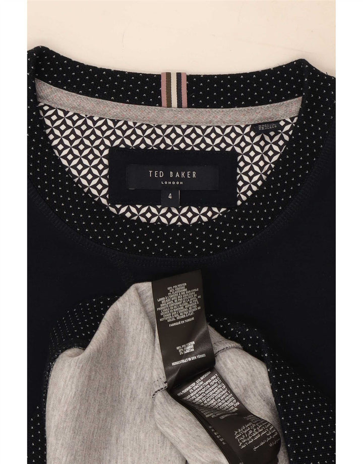 Ted Baker Herren-Sweatshirt, Pullover, Größe 4, groß, marineblau gepunktetes Polyester