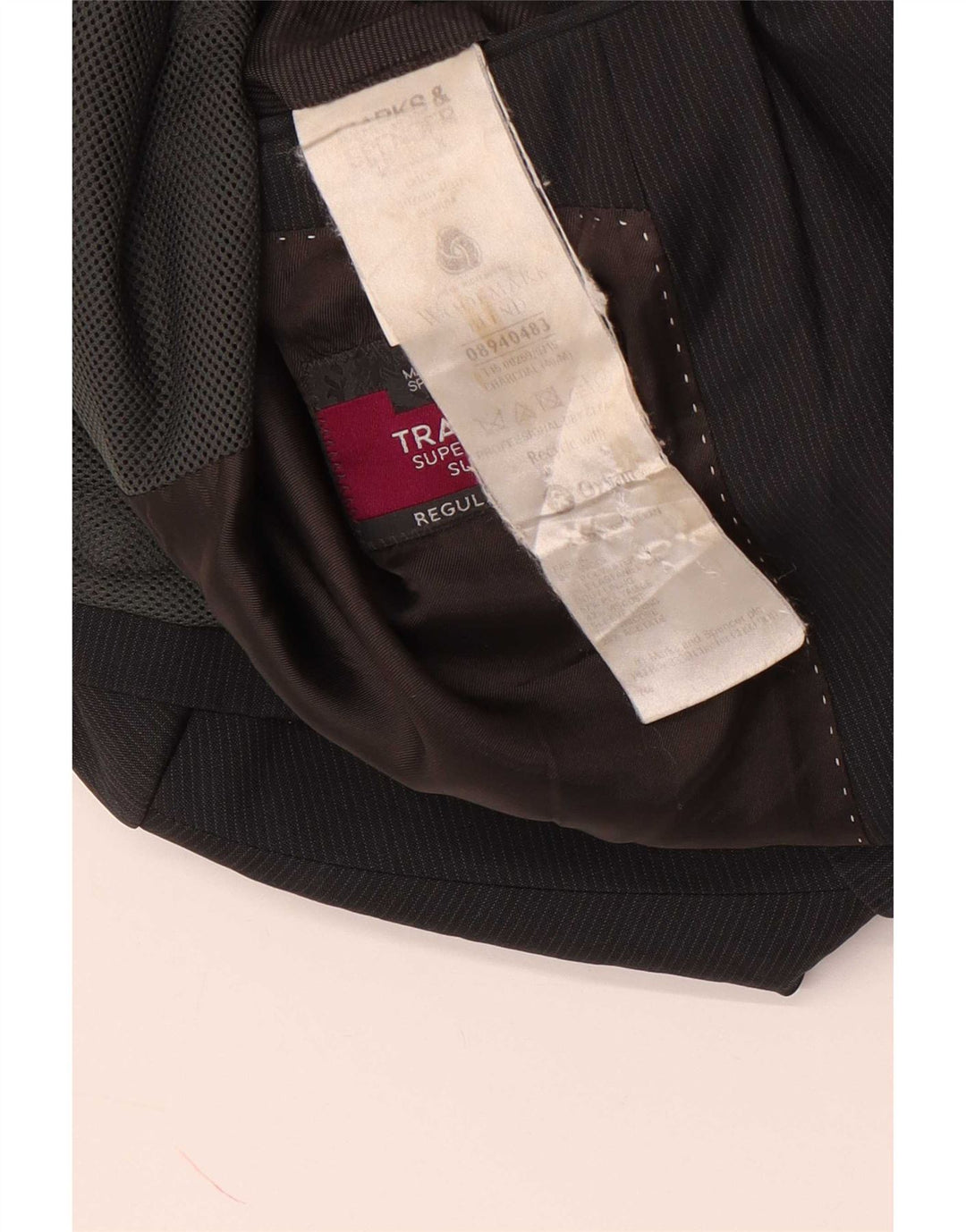 Marks & Spencer Herren-Blazer mit 2 Knöpfen, UK 40, mittelgrau, Nadelstreifen