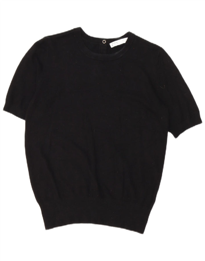Zara Damen T-Shirt Top UK 14 Medium Schwarz