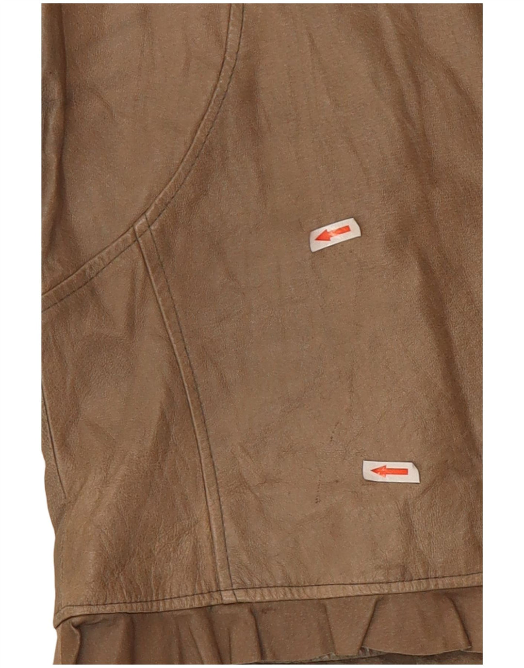 Vintage Damen Crop Lederjacke UK 10 Small Beige