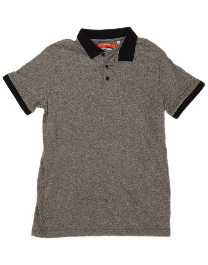 JULES Slim Fit Rugby-Poloshirt für Herren aus mittelgrauer Baumwolle