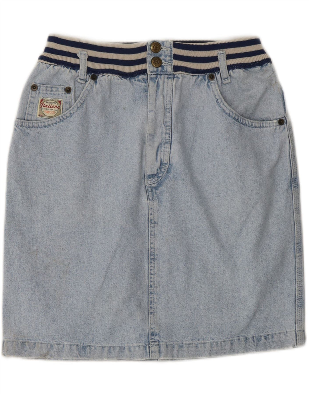 VINTAGE Womens Denim Skirt IT 44 Medium W28  Blue Cotton Vintage Vintage and Second-Hand Vintage from Messina Hembry 