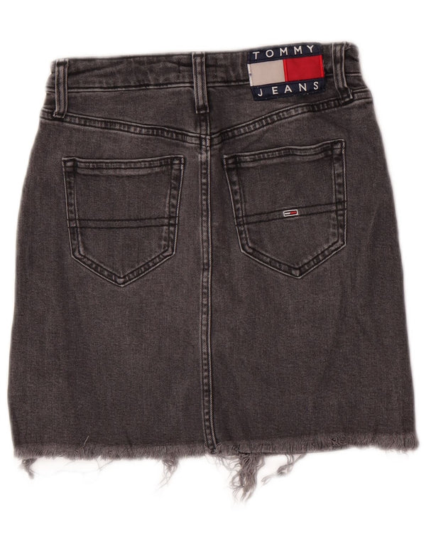 Tommy Hilfiger Damen Jeansrock W24 XS Graue Baumwolle