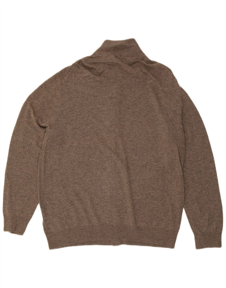GANT Herren-Cardigan-Pullover 3XL Braun gefleckte Wolle