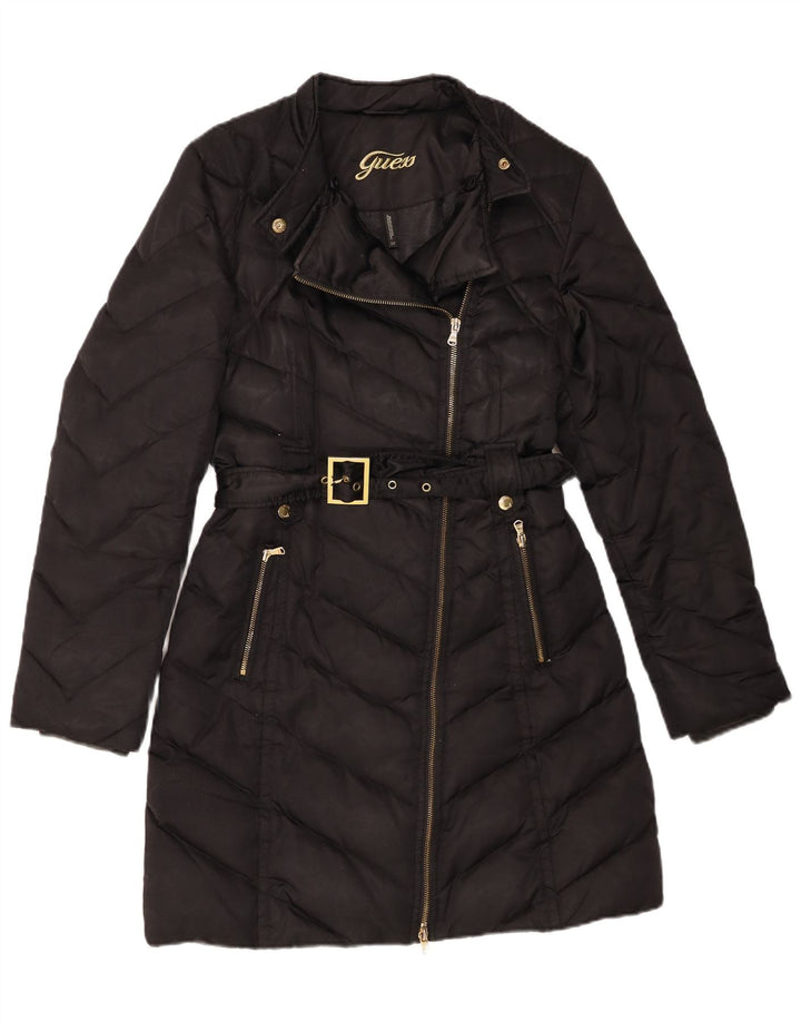 Guess Damen gepolsterter Mantel UK 10 Small Schwarz Nylon