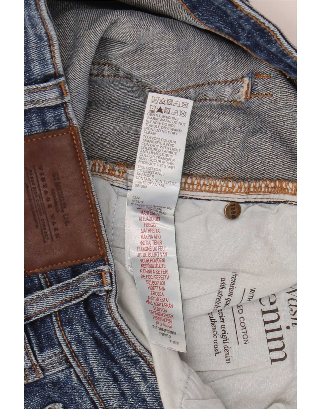 Marks & Spencer Herren Straight Jeans W38 L31 Blaue Baumwolle
