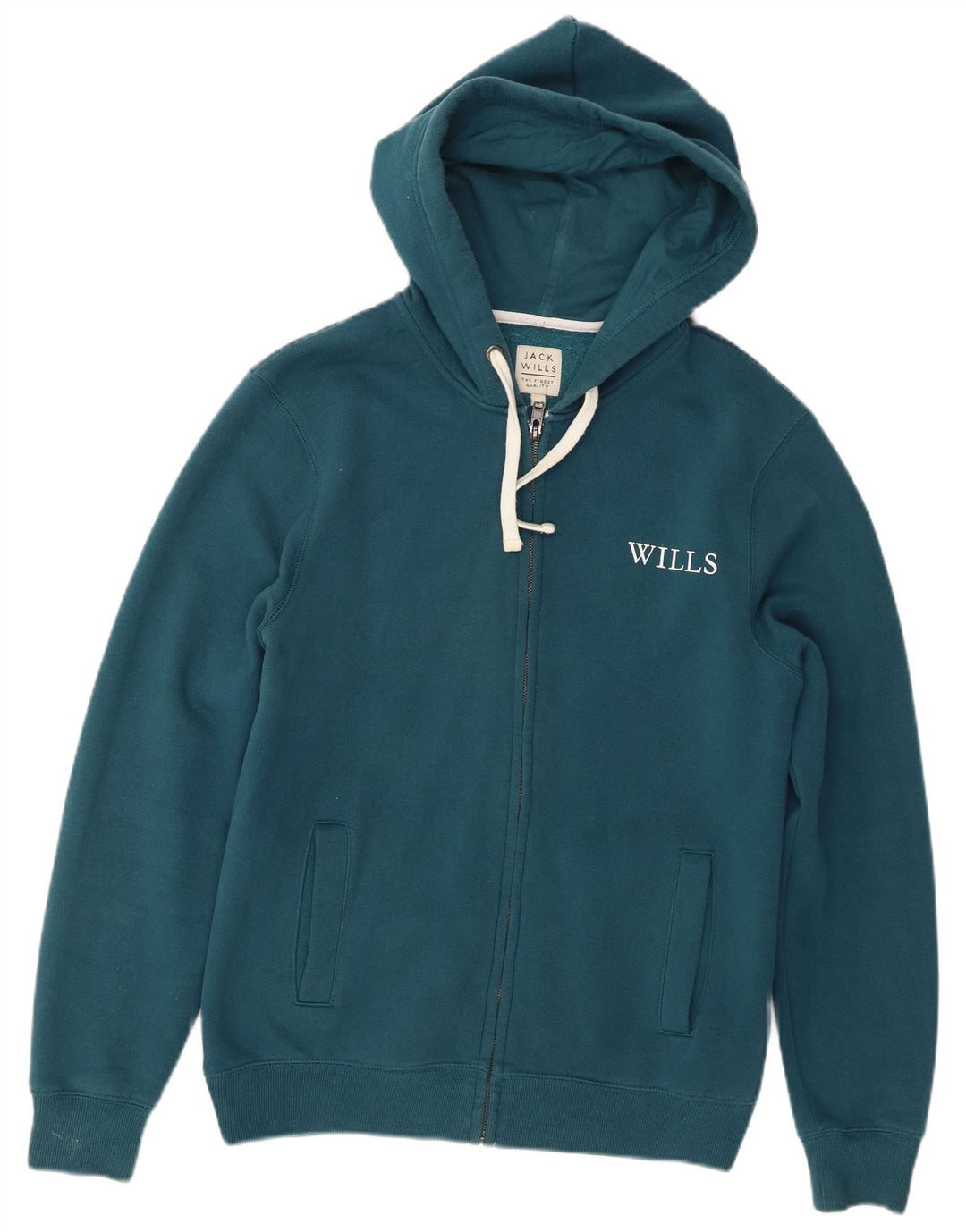 Jack Wills Herren-Kapuzenpullover mit Reißverschluss, mittelgroße türkisfarbene Baumwolle