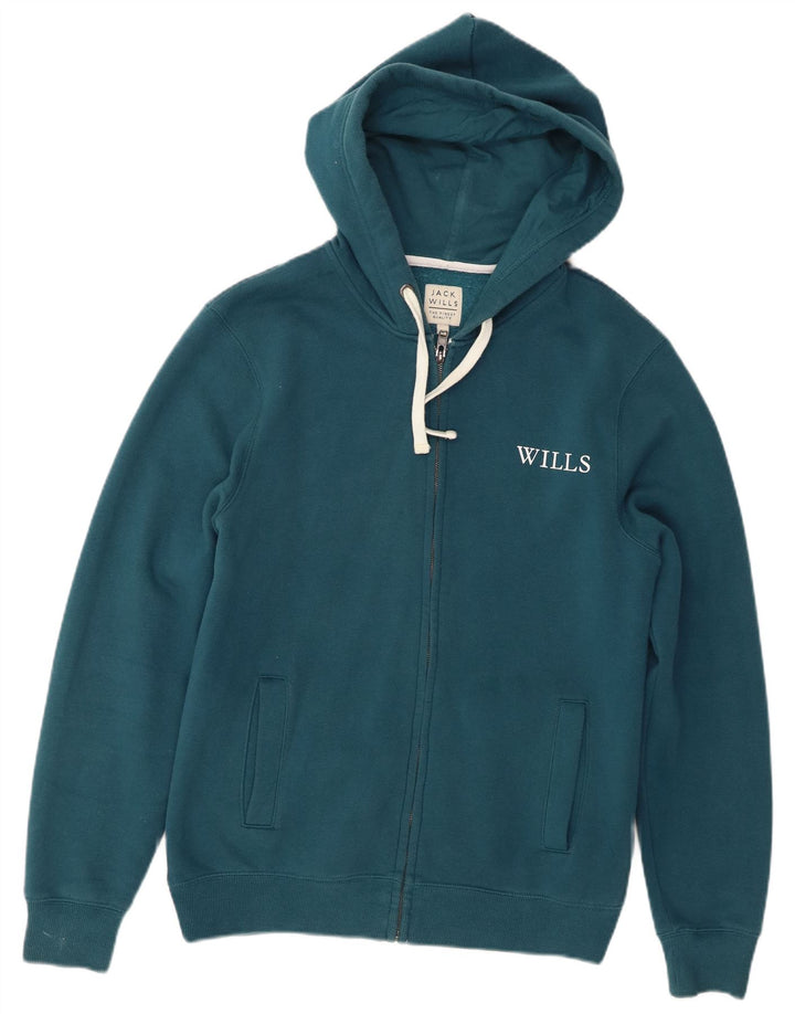 Jack Wills Herren-Kapuzenpullover mit Reißverschluss, mittelgroße türkisfarbene Baumwolle