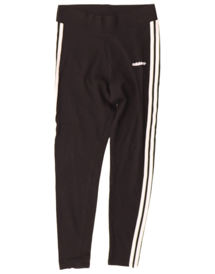 ADIDAS Womens Leggings UK 12 Medium Black Cotton