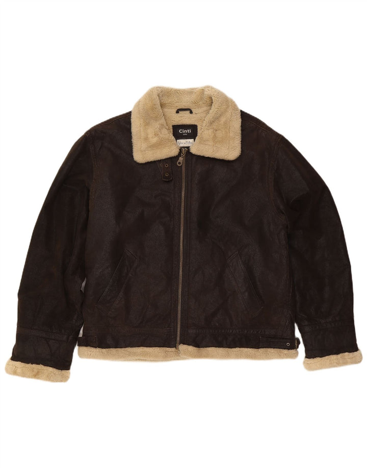 CINTI Herren Sherpa Lederjacke UK 42 XL Braun