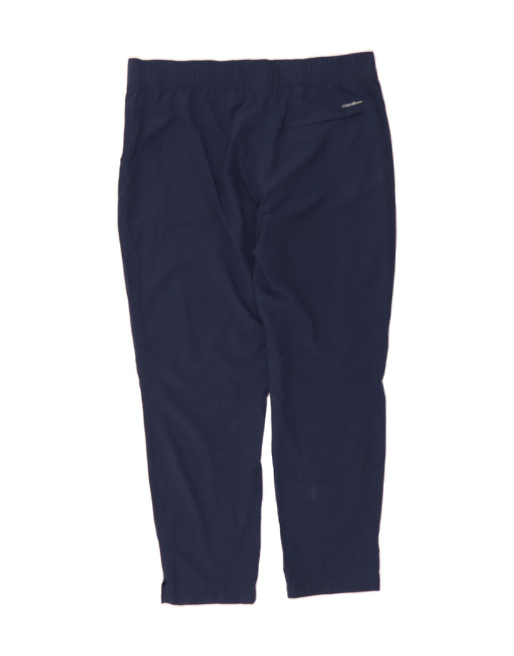 EDDIE BAUER Womens Slim Chino Trousers Large W34 L29 Navy Blue Polyester Vintage Eddie Bauer and Second-Hand Eddie Bauer from Messina Hembry 