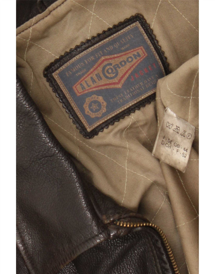 Alan Gordon Herren Lederjacke UK 44 2XL Braunes Leder