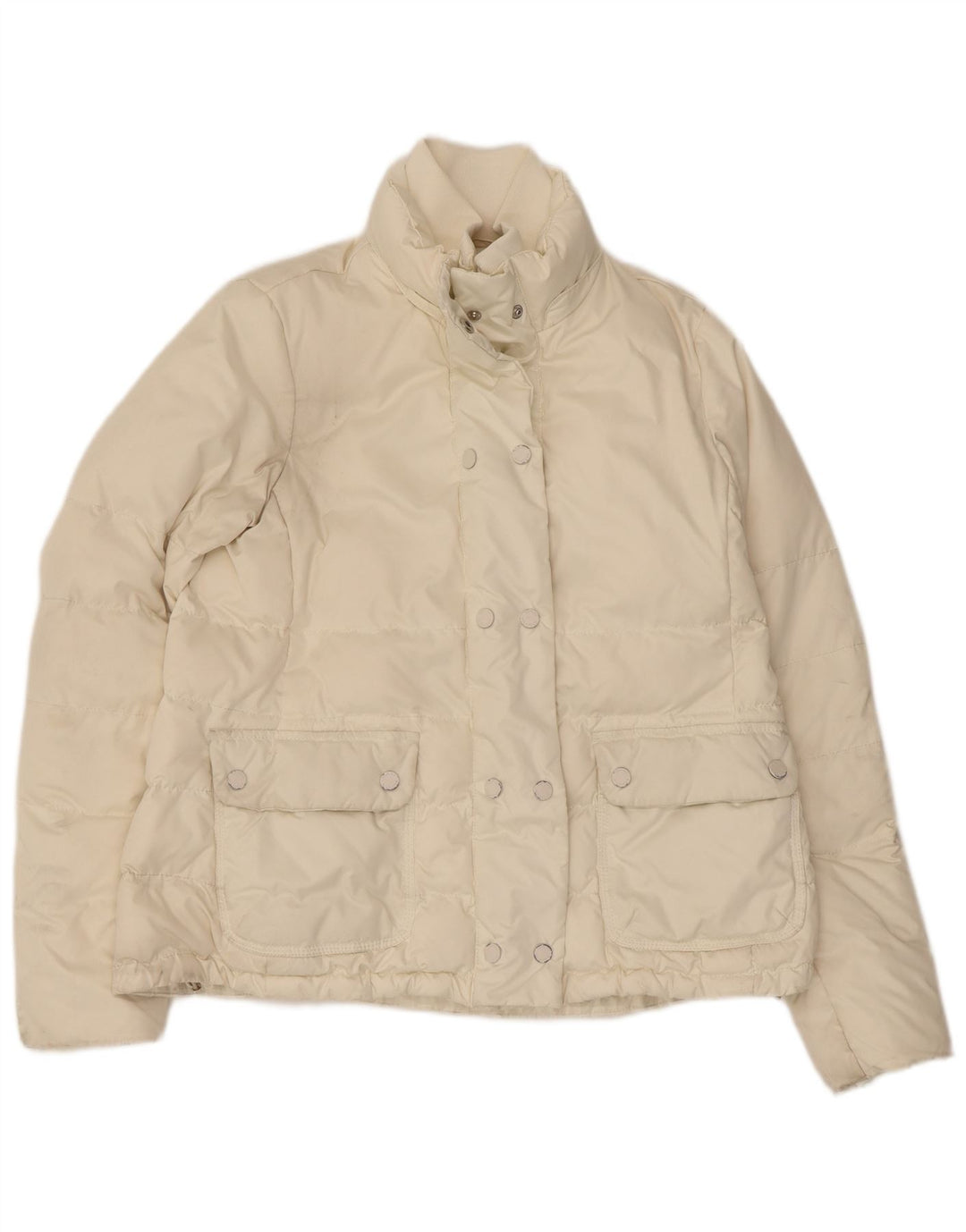 Tommy Hilfiger Damen Wattierte Jacke UK 14 Medium Off White Polyester