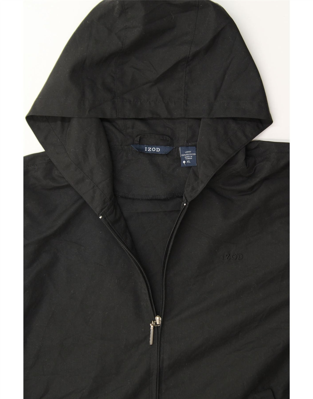 IZOD Womens Hooded Tracksuit Top Jacket UK 18 XL Black Polyester Vintage Izod and Second-Hand Izod from Messina Hembry 