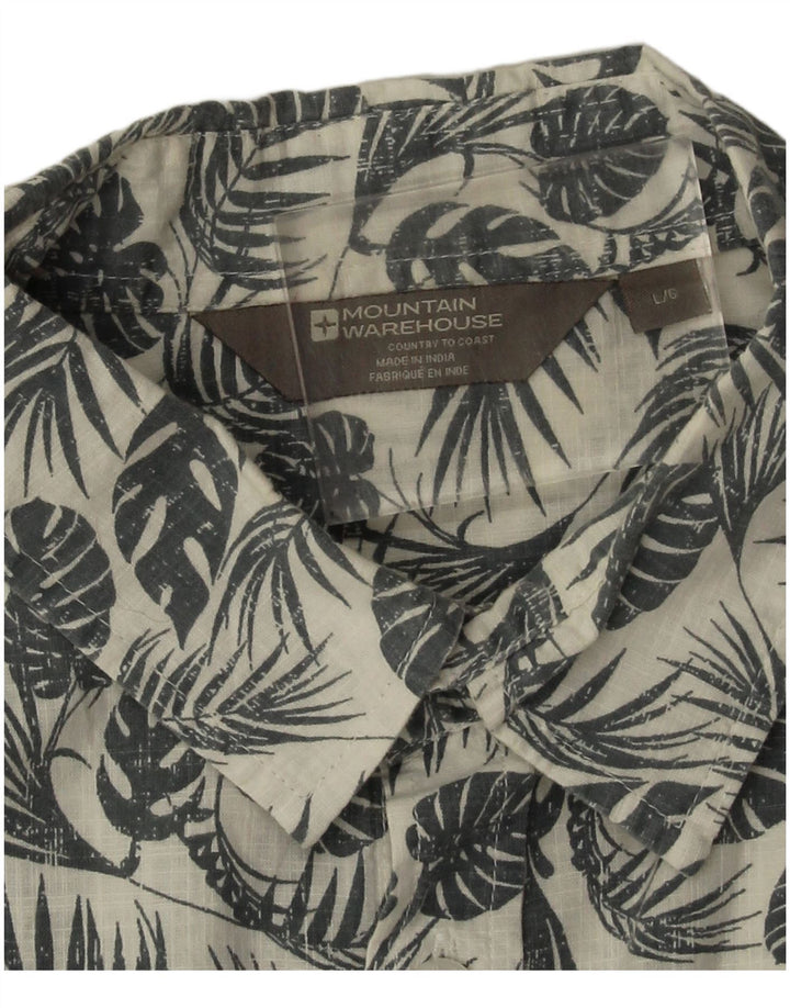 Mountain Warehouse Herren-Kurzarmhemd, groß, weiße Baumwolle mit Blumenmuster