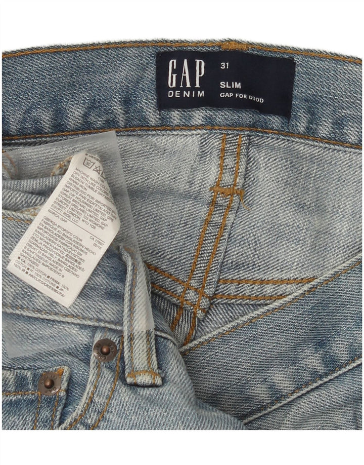 GAP Herren Distressed Slim Denim Shorts W31 Mittelblaue Baumwolle