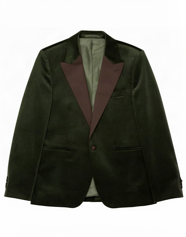 Moncrief Herren-Blazer aus Velours mit 1 Knopf, UK 38, mittelgrün, Polyester