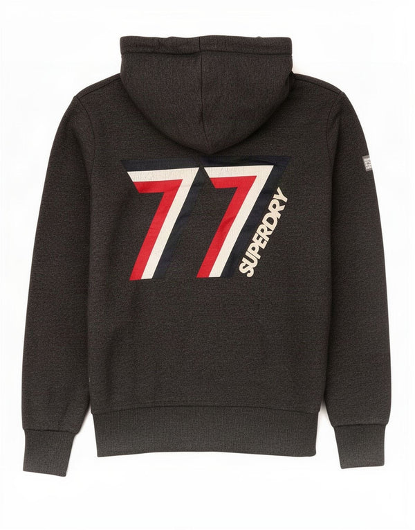Superdry Mens Graphic Loose Fit Zip Hoodie Sweater Small Grey Cotton