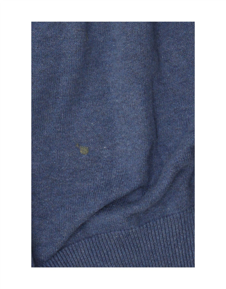 Marks & Spencer Herren-Pullover mit V-Ausschnitt, groß, aus blauer Baumwolle
