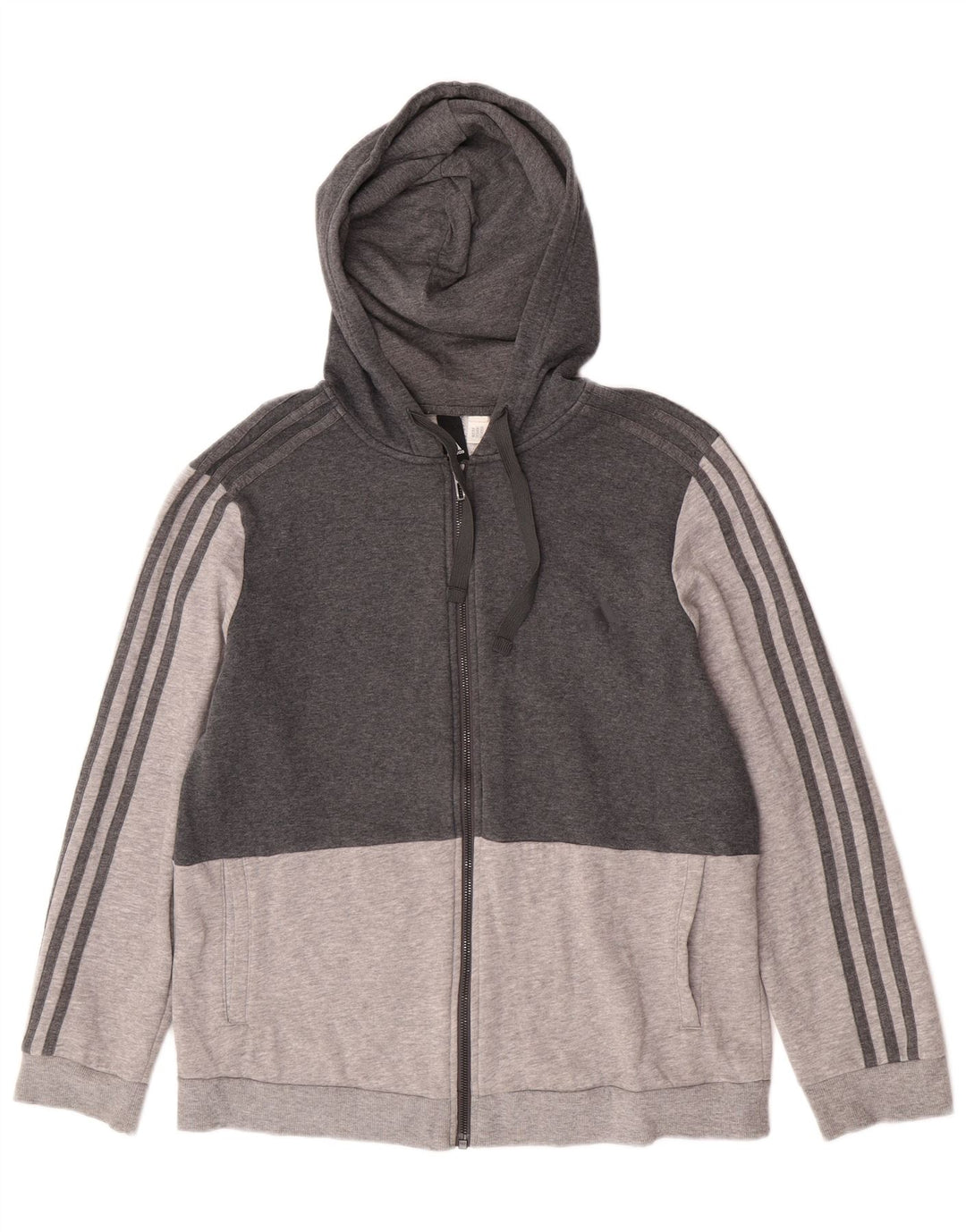Adidas Damen Zip Hoodie Pullover UK 14 Mittelgrau Farbblock