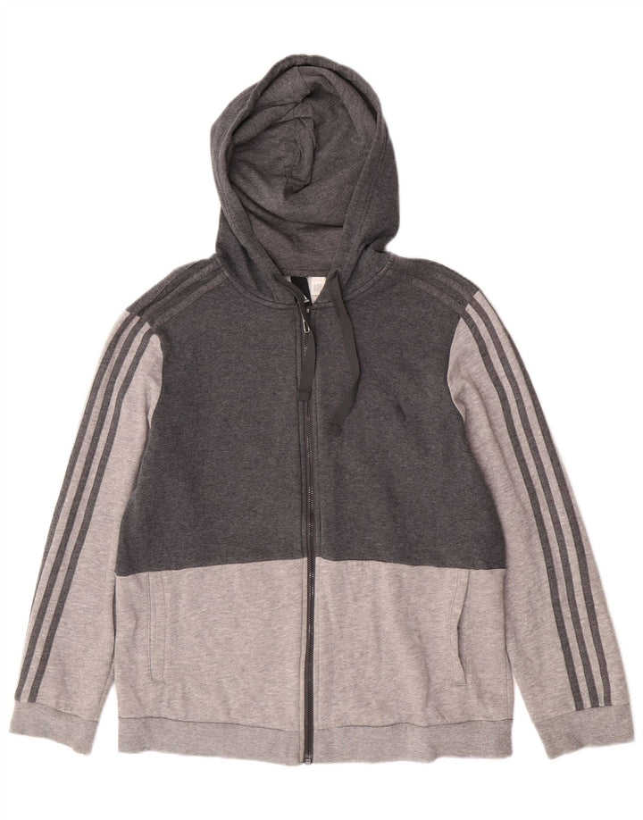Adidas Damen Zip Hoodie Pullover UK 14 Mittelgrau Farbblock