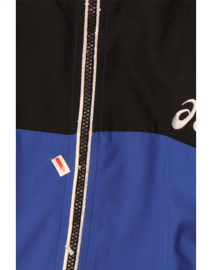ASICS Herren-Trainingsanzug-Top-Jacke XL, blaues Colourblock-Polyester