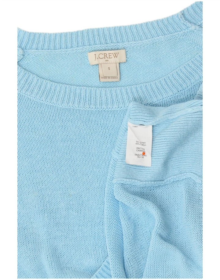 J. CREW Damen-Pullover mit bauchfreiem U-Boot-Ausschnitt, Gr. 10, Größe S, Blau, Leinen