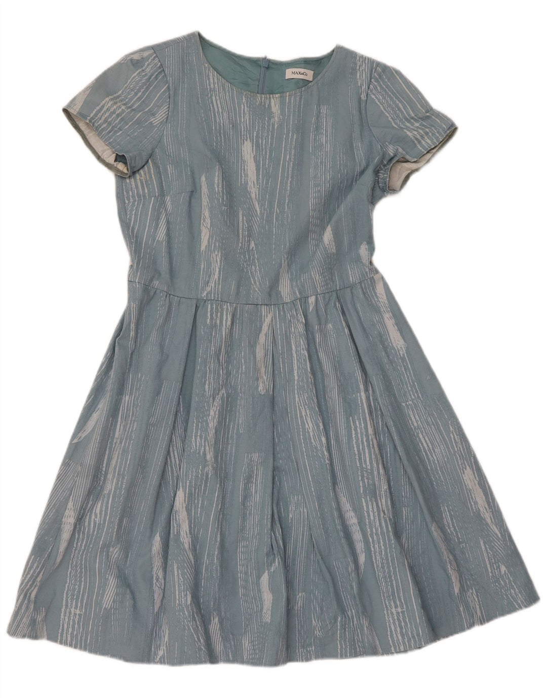 Max & Co. A-Linien-Kleid für Damen, UK 12, mittelblau geflecktes Acetat