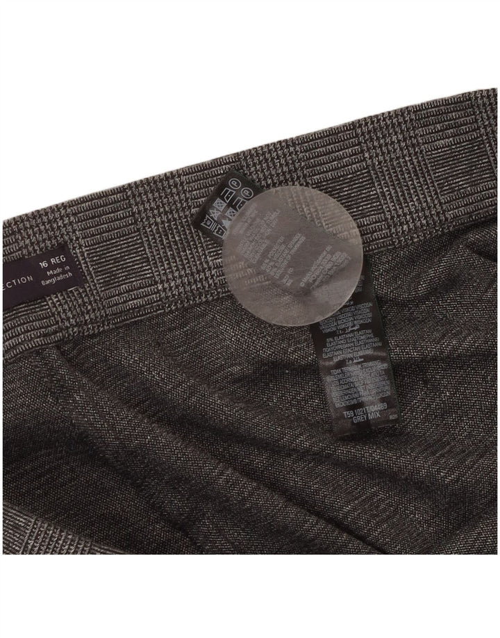 Marks & Spencer Damen-Hose, kurz geschnitten, UK 46, Größe L, W34, L24, grau kariert
