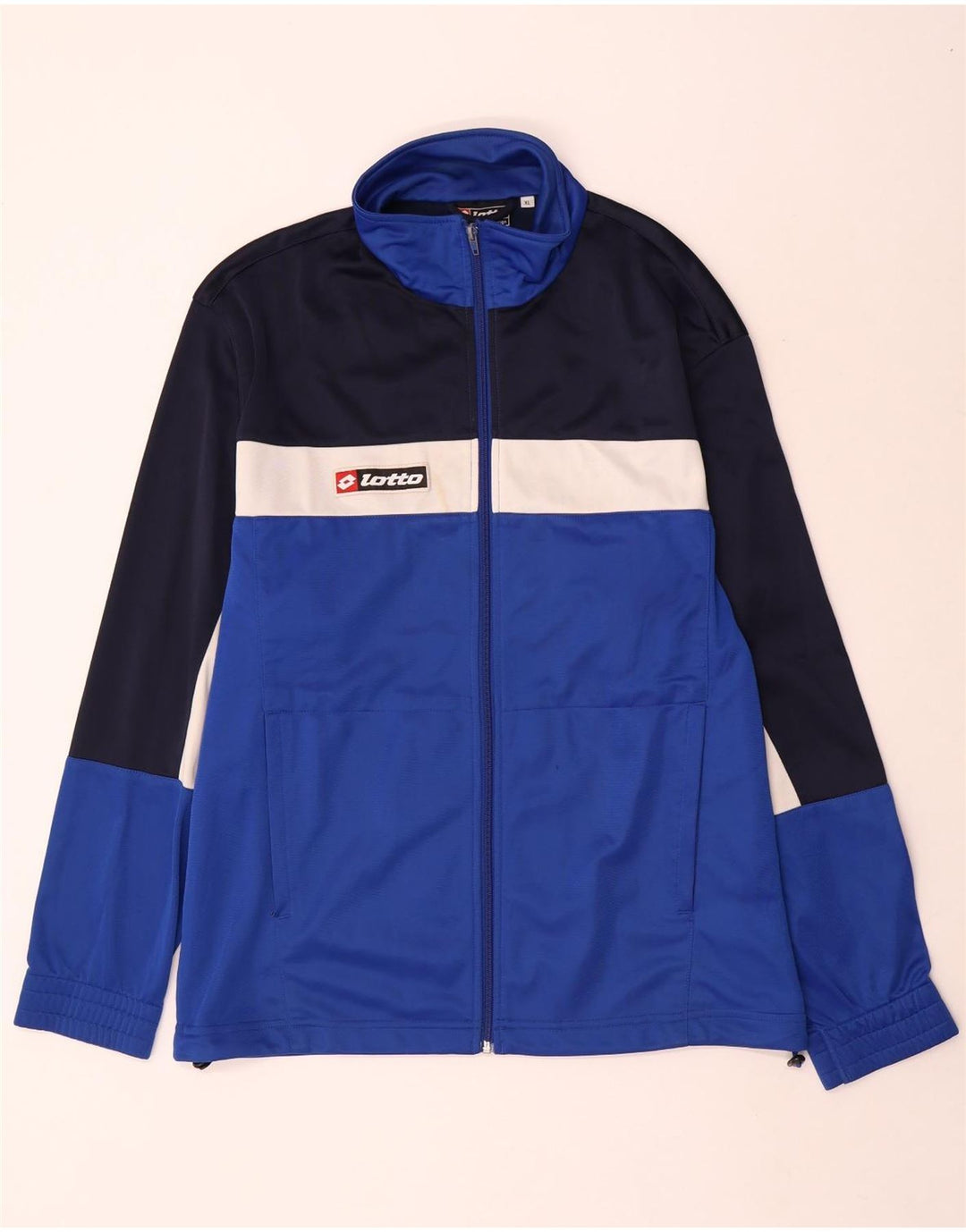 Lotto Herren-Trainingsanzug-Oberteil, Jacke, XL, blaues Farbblock-Polyester