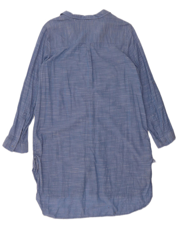 Marks & Spencer Damen Hemdkleid UK 14 Große blaue Baumwolle