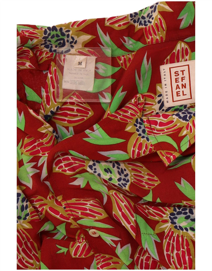 STEFANEL Herren Kurzarmhemd Medium Red Floral Rayon Hawaiian
