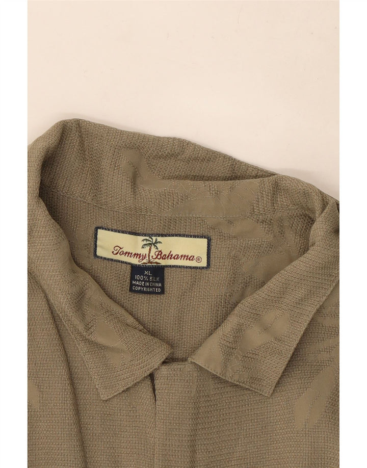 Tommy Hilfiger Herren-Hemd mit abstraktem Muster, kurzärmelig, XL, Khaki, Seide