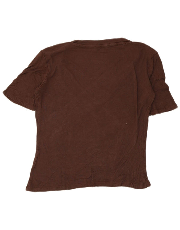 Zara Damen T-Shirt Top UK 12 Mittelbraun