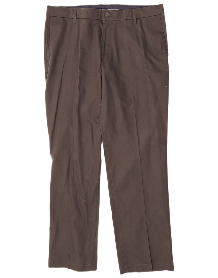 DOCKERS Herren-Chinohose mit bequemer Passform, gerade Passform, W36 L30, graue Baumwolle