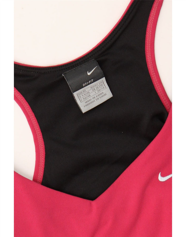 NIKE Damen Dri Fit Crop Vest Top UK 16/18 XL Rosa Farbblock