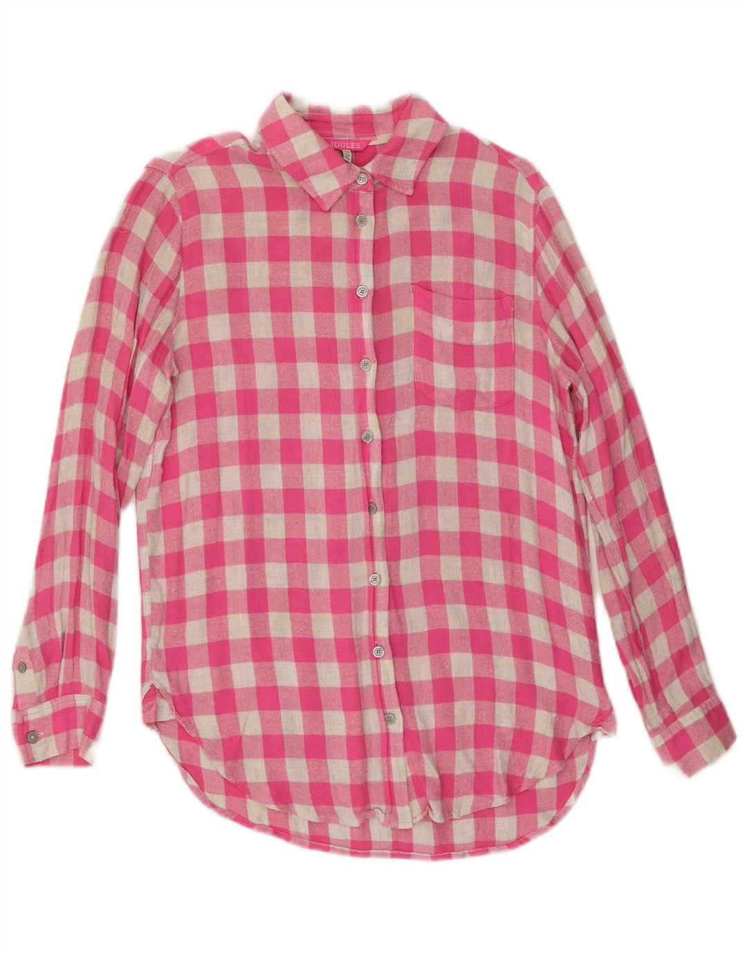 Übergroßes Flanellhemd von Joules für Damen, UK 10, Small Pink Gingham Viscose