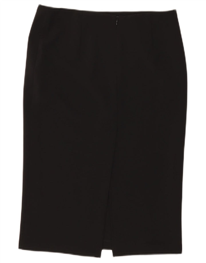 Benetton Damen gerader Rock IT 40 Small W28 Schwarz Polyester