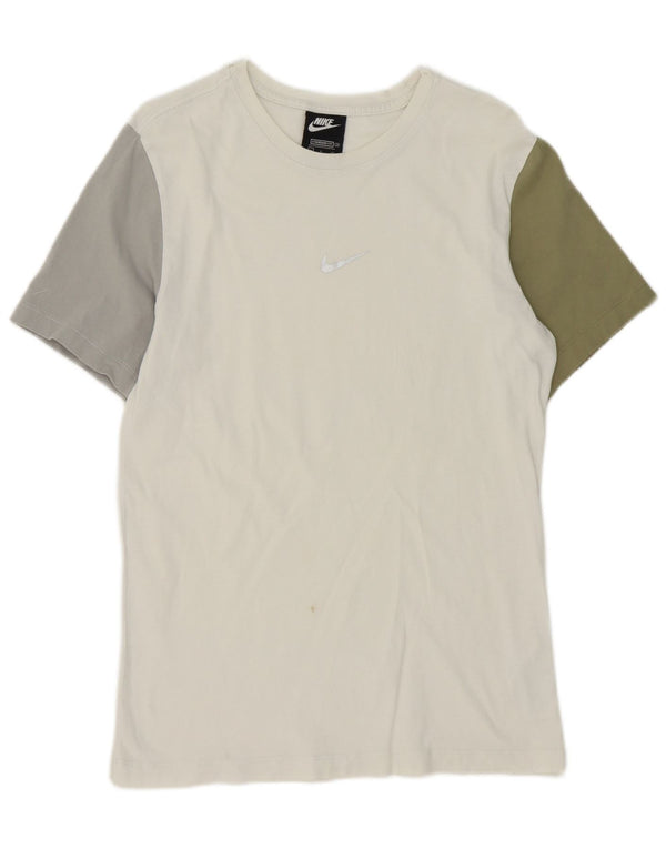 Nike Herren-T-Shirt mit Standard-Passform, Größe S, Weiß, Colourblock-Baumwolle