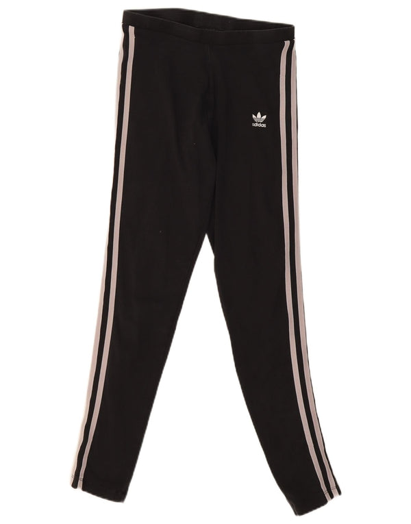 Adidas Damen Leggings UK 8 Small Schwarz Baumwolle
