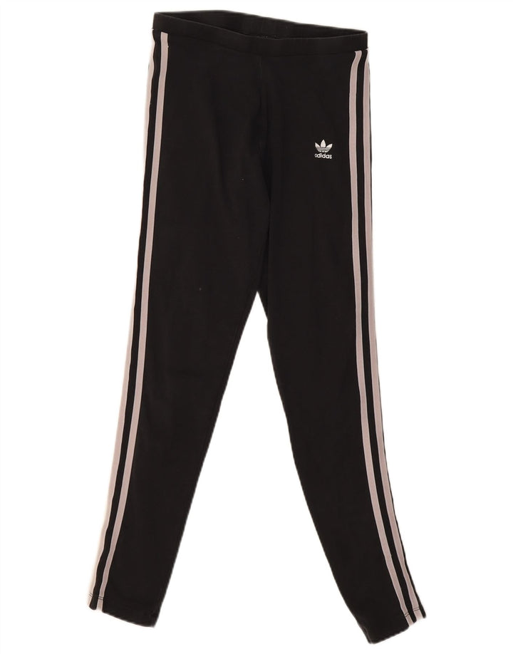 Adidas Damen Leggings UK 8 Small Schwarz Baumwolle