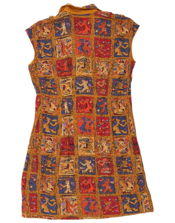 Vintage Damen Etuikleid UK 16 Großes mehrfarbiges Patchwork