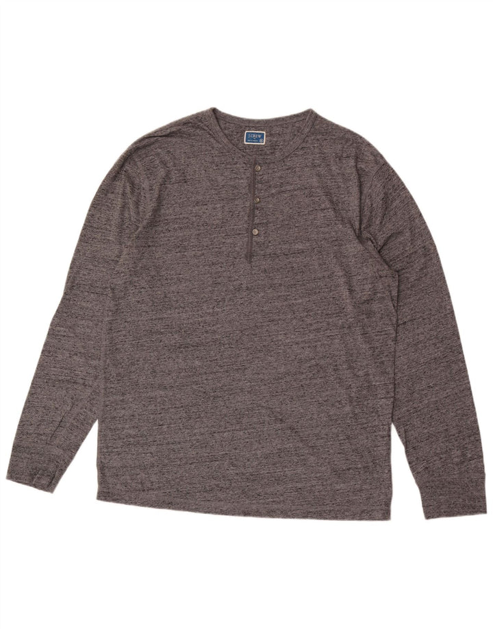 J. Crew Herren-Oberteil, langärmelig, XL, grau meliert, Baumwolle