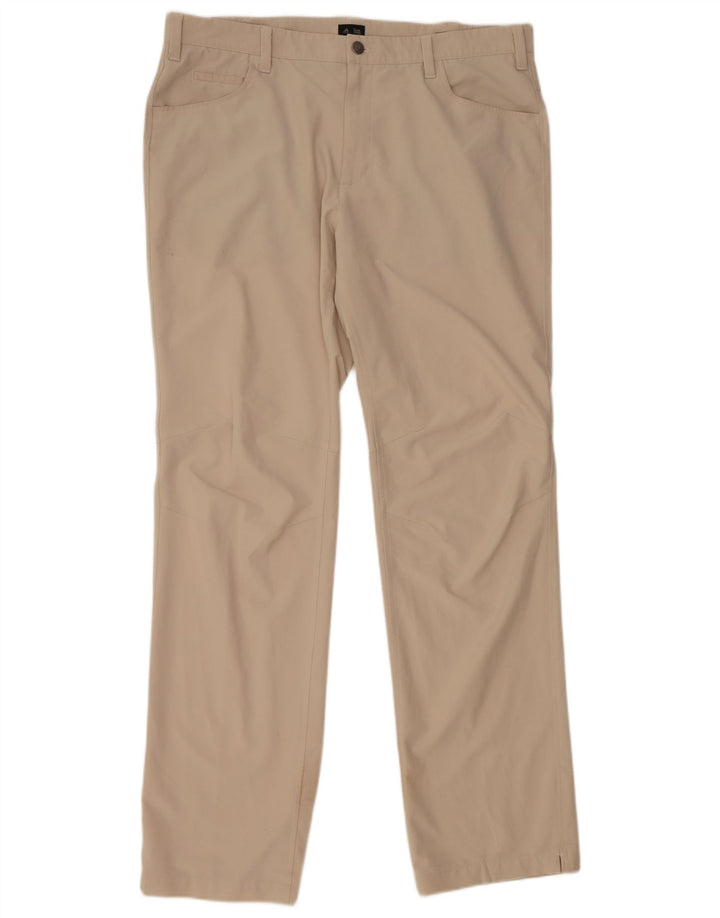 ADIDAS Mens Straight Casual Trousers W36 L34 Beige Polyester
