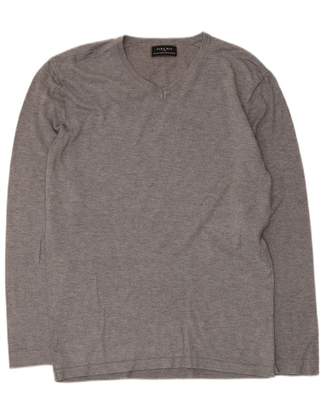 Zara Herren-Pullover mit V-Ausschnitt, kleine graue Viskose