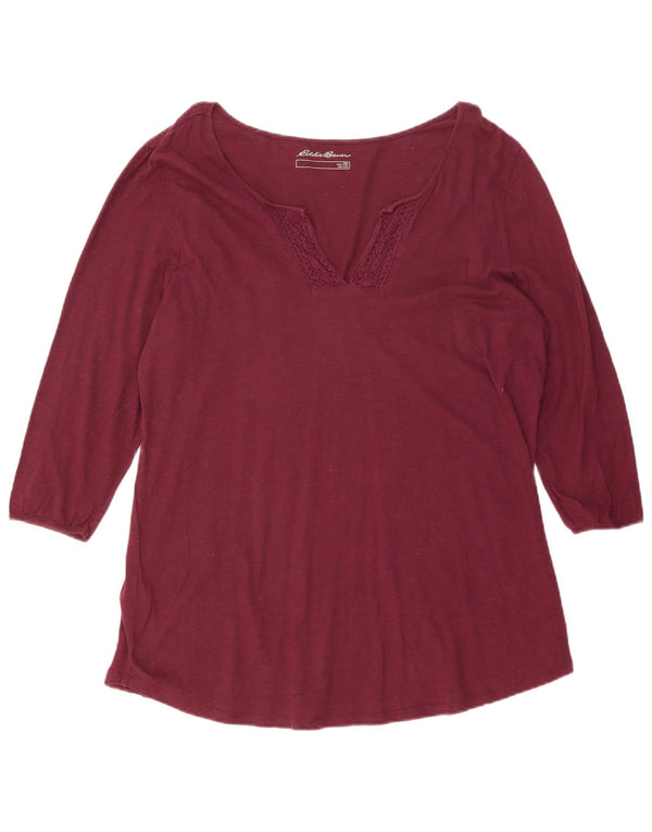Eddie Bauer Damen Top 3/4 Ärmel UK 20 2XL Burgund Baumwolle