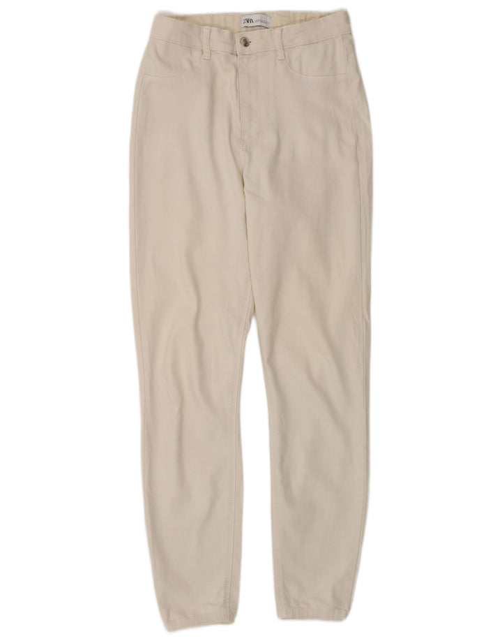 Zara Damen Slim Jeans EU 38 Small W28 L29 Off White Baumwolle
